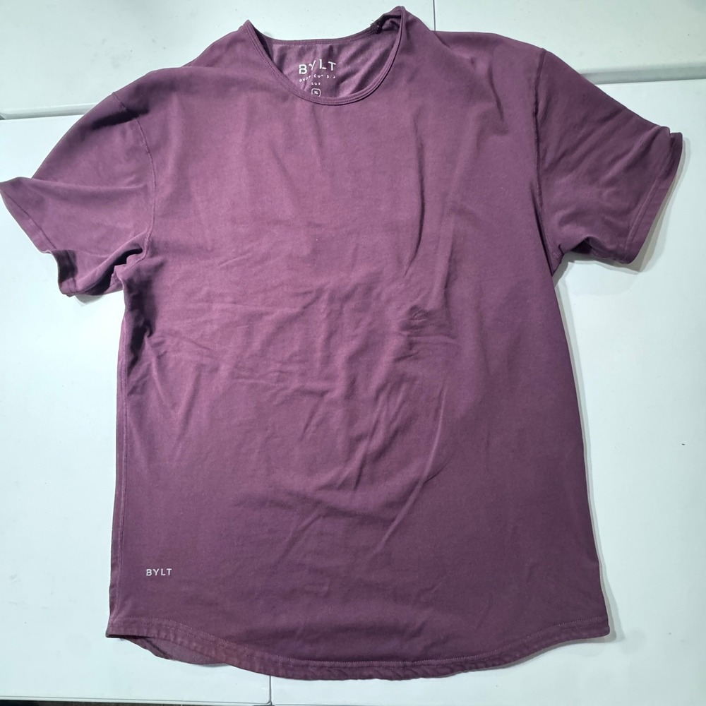 BYLT Drop Cut SS Lux Women XL Purple Short Sleeve Curved Hem Athletic Minimalist